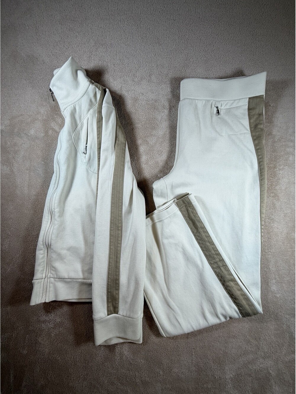 Lauren Ralph Lauren Active Tracksuit Set Size L Ivory Taupe Jacket Pants
